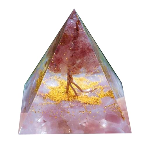 Felimoa ピラミッド型オルゴナイト 生命の樹 ストロベリークォーツ ローズクォーツ 天然石