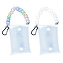EdisonBrain ガチャ詰め クリア ポーチ アクリル チェーン 2色セット カラビナ 付き 推し活 PVC マルチ ケース 透明 小銭入れ 小物い