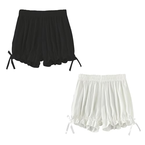 [HAMILO] かぼちゃパンツ ドロワーズ リボン付き レディース Mサイズ 2色セット