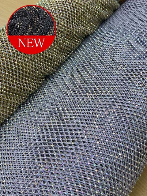 160427（全2色） ダイヤ石付き ストレッチ ネット 生地 布 布地 無地 メッシュ 伸縮 アミ ドレス 装飾 ..