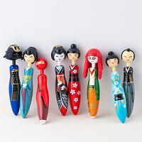 ジャペン のレンオリジナル クリッカーペン ボールペン フィギュア キャラクター 贈り物 ギフト 日本土産 海外 お土産 ジャパン Japan japen かわいい 舞妓 町娘 侍 力士 女将 忍者