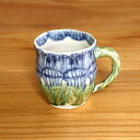 加藤芳平 牡丹花マグ 青 美濃焼 日本製 陶器 スープカップ コーヒーカップ 紅茶 カップ マグカップ 器 手づくり ハンドメイド 北欧 可愛い かわいい おしゃれ モダン ギフト プレゼント 松泉窯