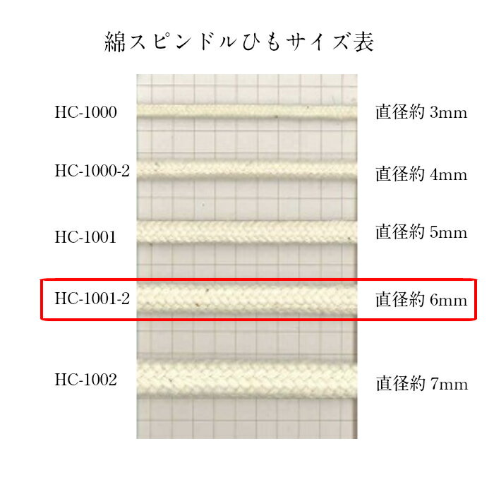 綿スピンドルひも 並太サイズ 直径約5mm 選べる カラー16色 日本製 反 カセ 販売 紐コード ナチュラル HC1001