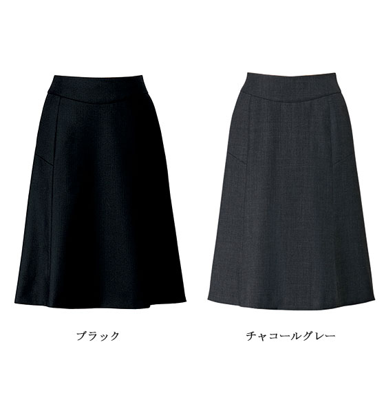 ティッシュと消耗品の専門店コレカのAR3841[アルファピア/ALPHARPIER]事務服セミフレアスカート 《ミニヘリンボーン》 チャコールグレー/ブラック 5号~17号｜アングル2