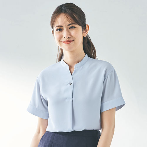 ENJOY(カーシーカシマ) 事務服 半袖ブラウス ESB780 レディース 洗える ベージュ/ラベンダー/サックス 5号-17号