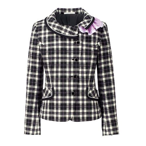 BONOFFICE(ボンマックス) 事務服 ジャケット BCJ0116 レディース 洗える チェック 大きいサイズ ホワイト×ブラック/グレイ×ネイビー 5号-15号