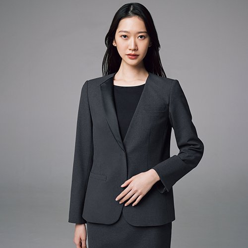 エンジョイノワール ENJOY Noir カーシーカシマ NAJ049 事務服 ジャケット 受付 オフィス レディース オールシーズン 洗える ストレッチ 吸汗速乾 チャコールグレー/ダークブルー 5号-15号 【送料無料】
