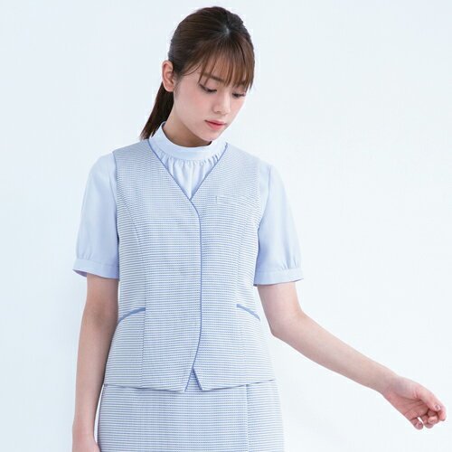 ENJOY(カーシーカシマ) [KARSEE(カーシーカシマ)] ベスト ESV778 レディース 春夏 洗える 吸汗速乾 抗菌防臭 サックスボーダー/ネイビーボーダー 5号~17号