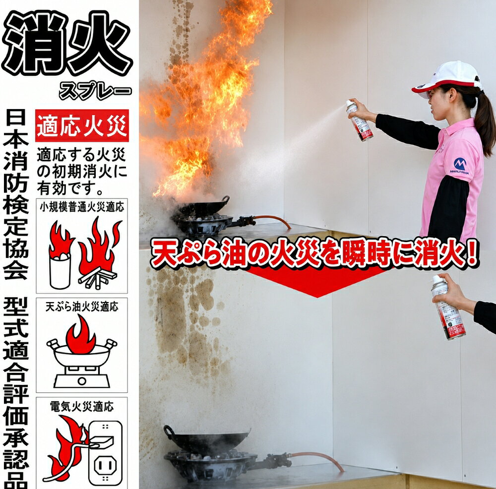 【3本セット】消火スプレー エアゾール式 簡易消火器 消火器 消化器 火消し 家庭用 厨房 飲食店 キッチン消火スプレー キャンプ 防火 防災用品 丸山製作所 アウトドア BBQ バーベキュー 家庭用 製造日から3年 最新の2026年5月以降製造の商品をお届け (60） (3)