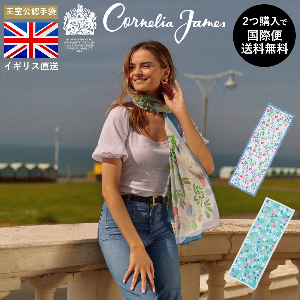 Cornelia James公式 コーネリア ジェームズ Aurora Silk Scarf オーロラ 絹のスカーフ 10匁シルクジョーゼット