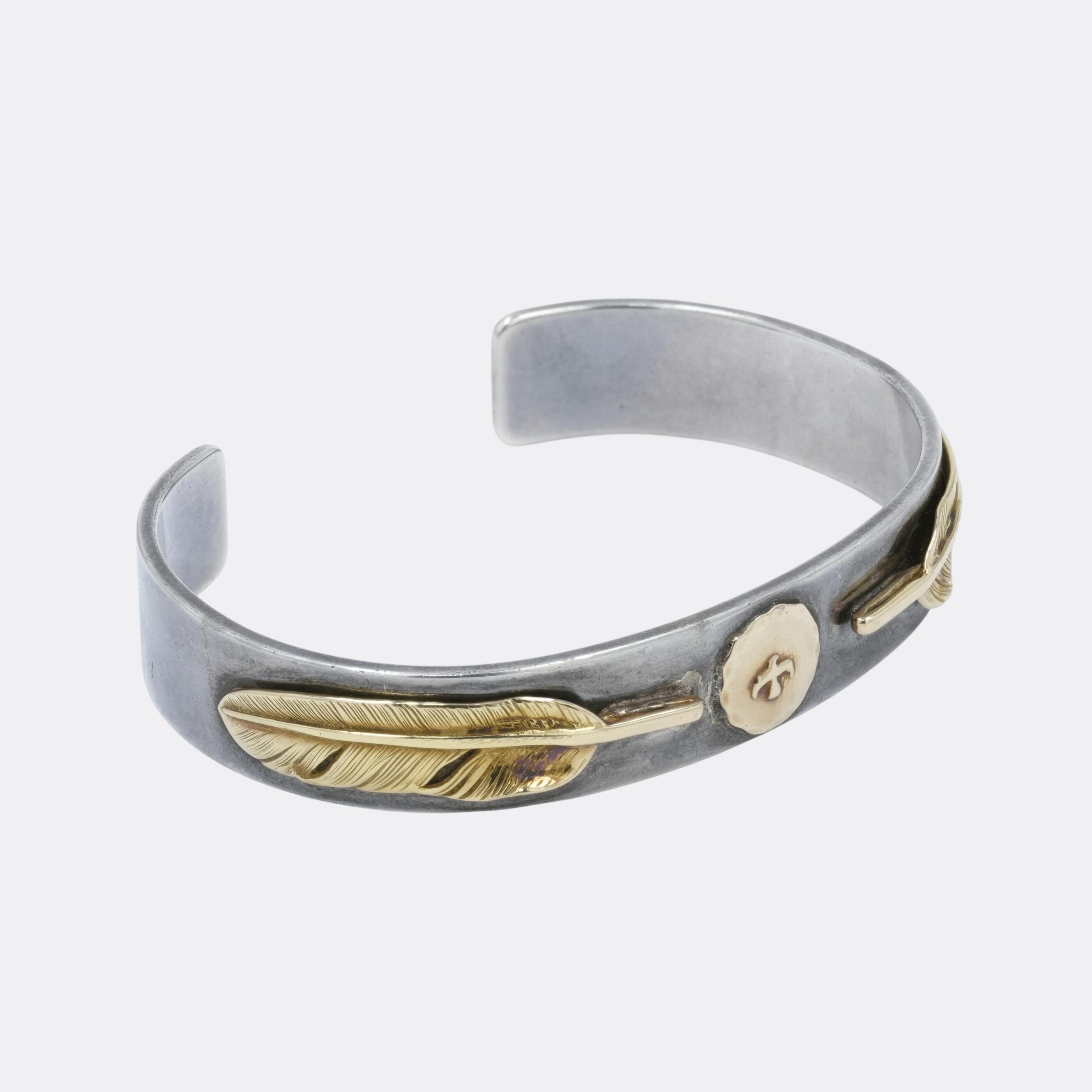 ゴローズ(goro's) 全金フェザー付き平打ちブレスM 中古