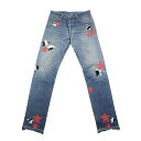 クロムハーツ(chrome hearts) ×リーバイス LEVI'S U VNTG JEAN BLK RED TAB スターパッチ付きウォッシュド501デニム...