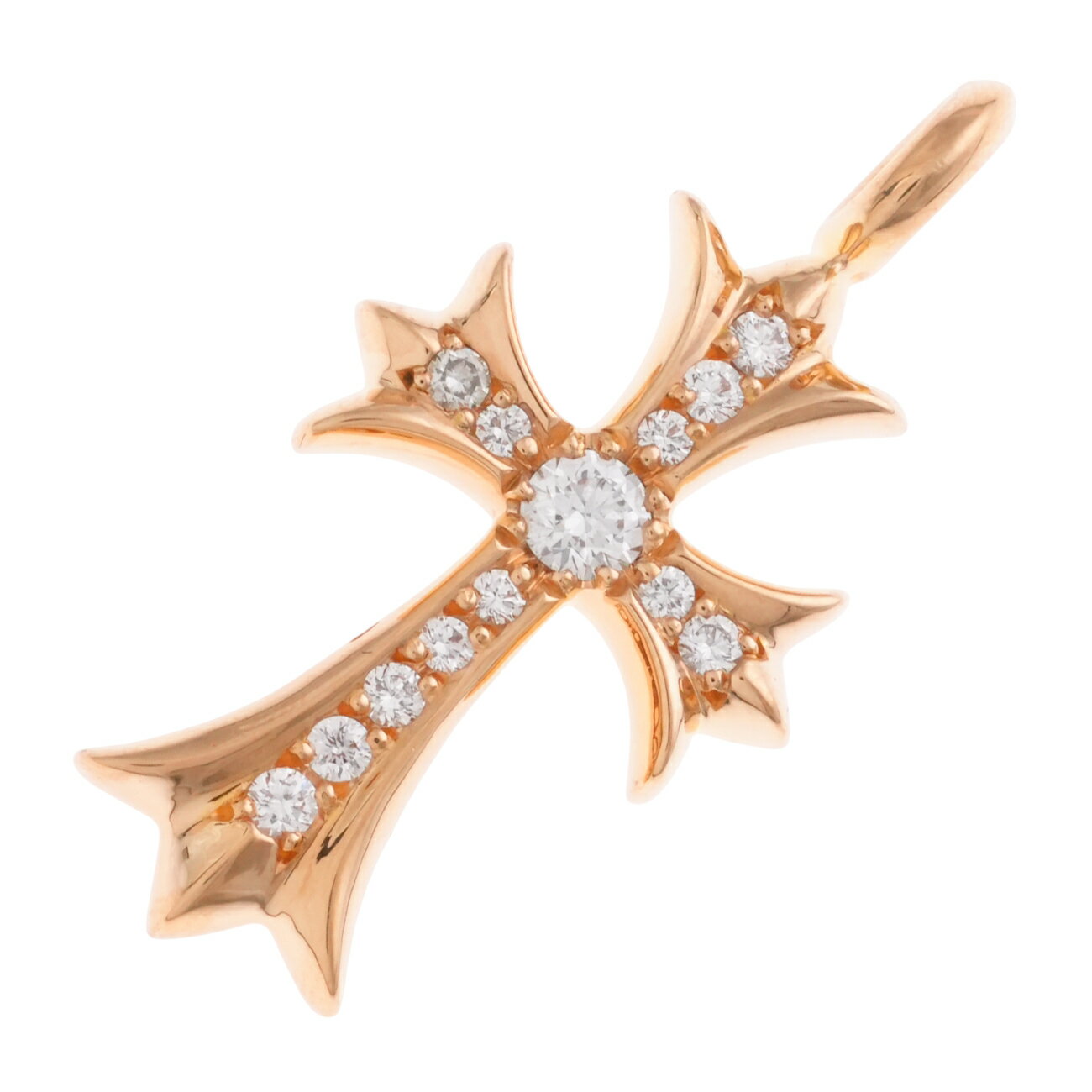 クロムハーツ(chrome hearts) 22K タイニーファットクロス PAVE DIA CRS F TINY 【ゴールドネックレス..