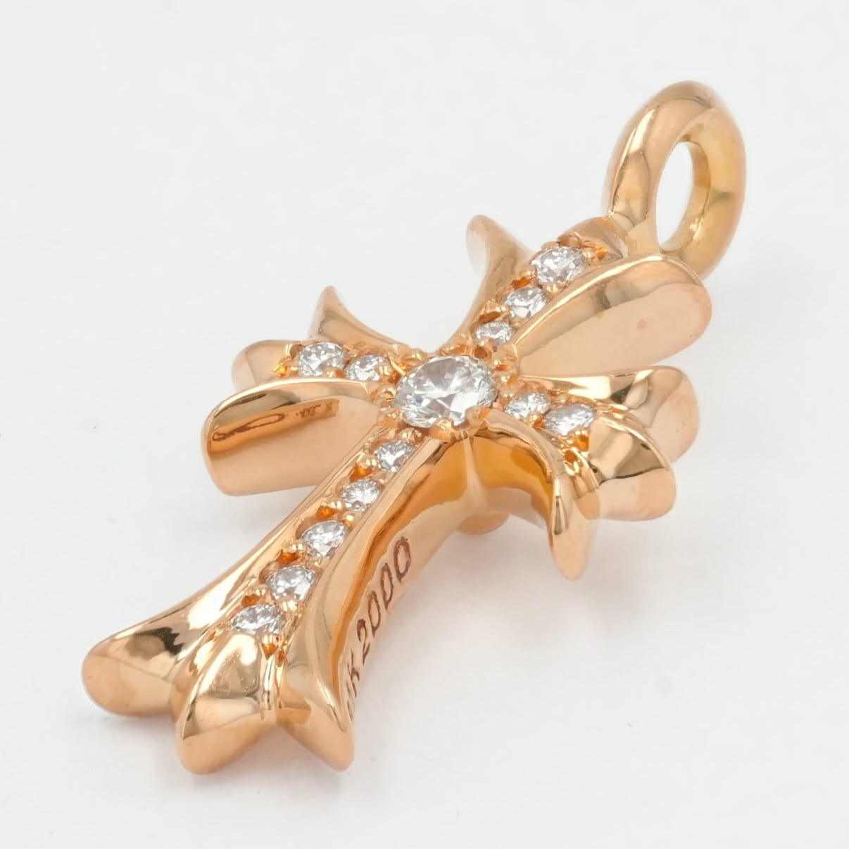 クロムハーツ(chrome hearts) 22K タイニーファットクロス PAVE DIA CRS F TINY 【ゴールドネックレス..