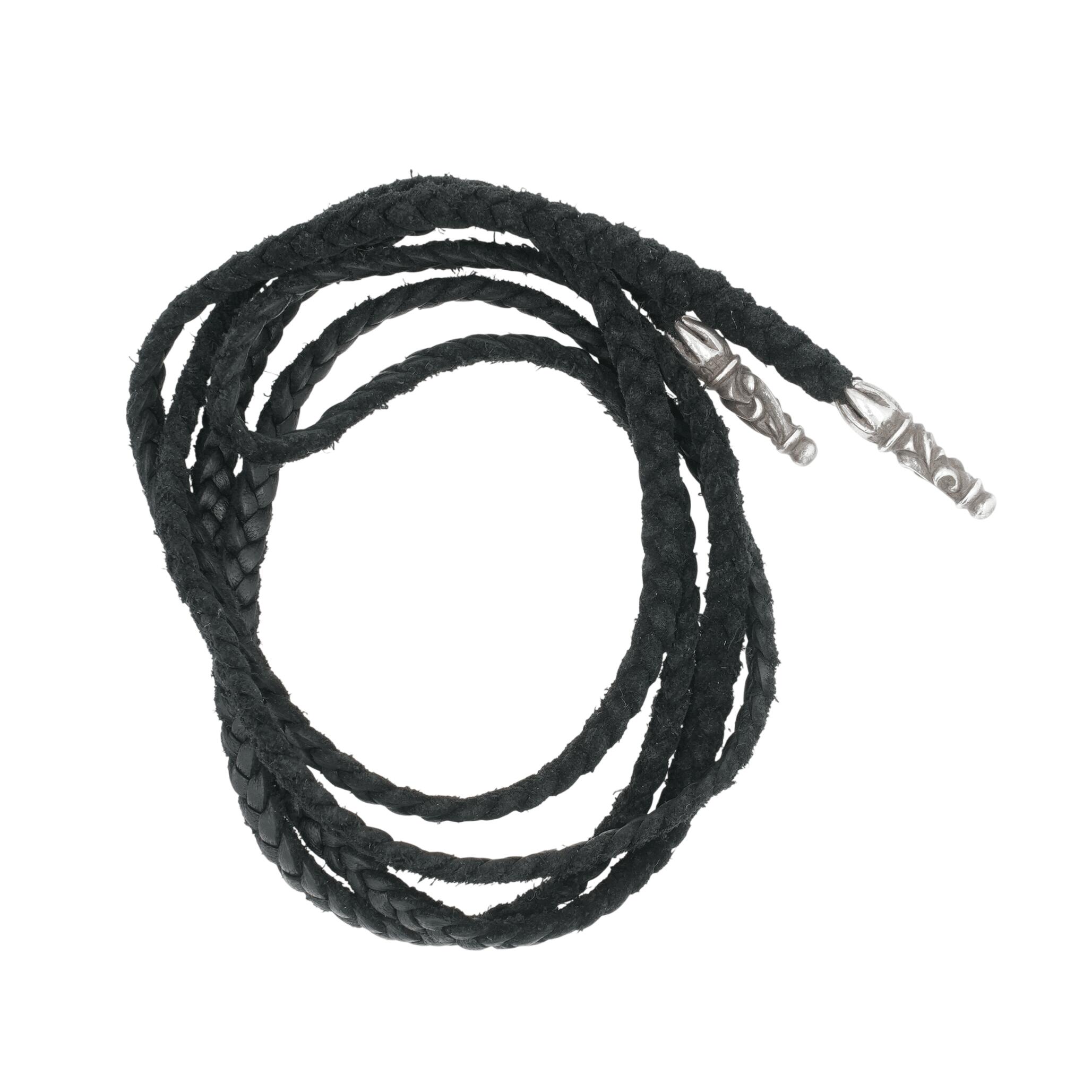Rakuten - クロムハーツ(chrome hearts) レザーブレイド スクロールチップ SC LEATHER BRAID 【レザーネックレス】アクセサリー シルバー925 メンズ レディース 人気 正規品 中古