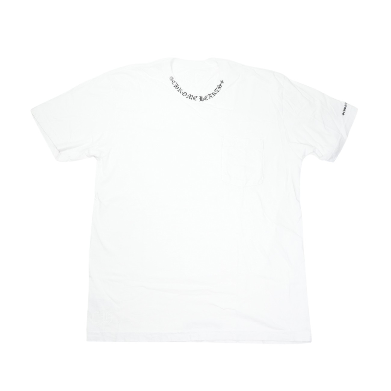 クロムハーツ(chrome hearts) ネックロゴプリント 【Tシャツ】【ホワイト】SIZE:L アクセサリー シルバー925 メンズ レディース 人気 正規品 中古