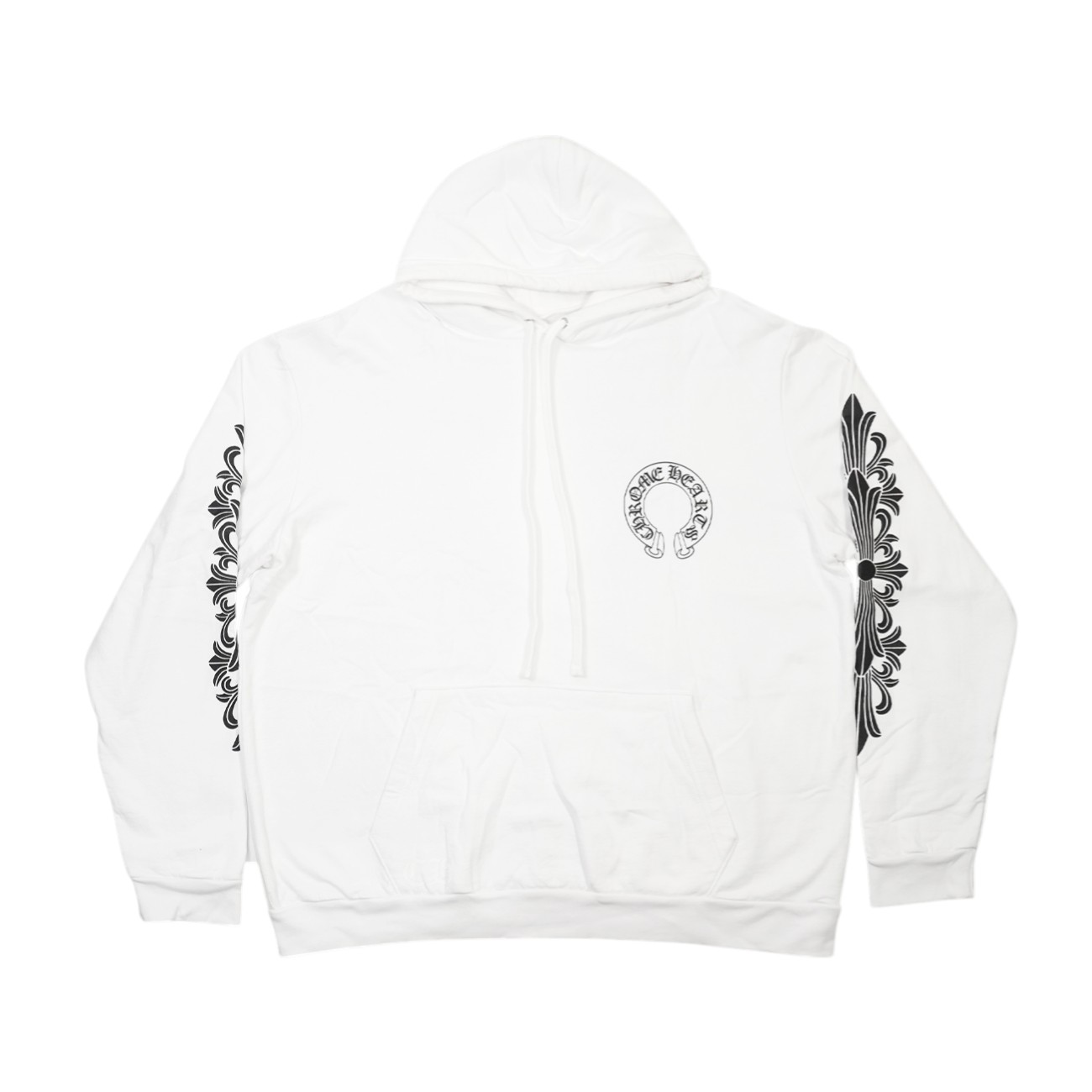 クロムハーツ CHROME HEARTS 新品SWTSHRT HD PLVR 袖フローラルバックホースシュープリントプルオーバーパーカー XL アクセサリー シ...