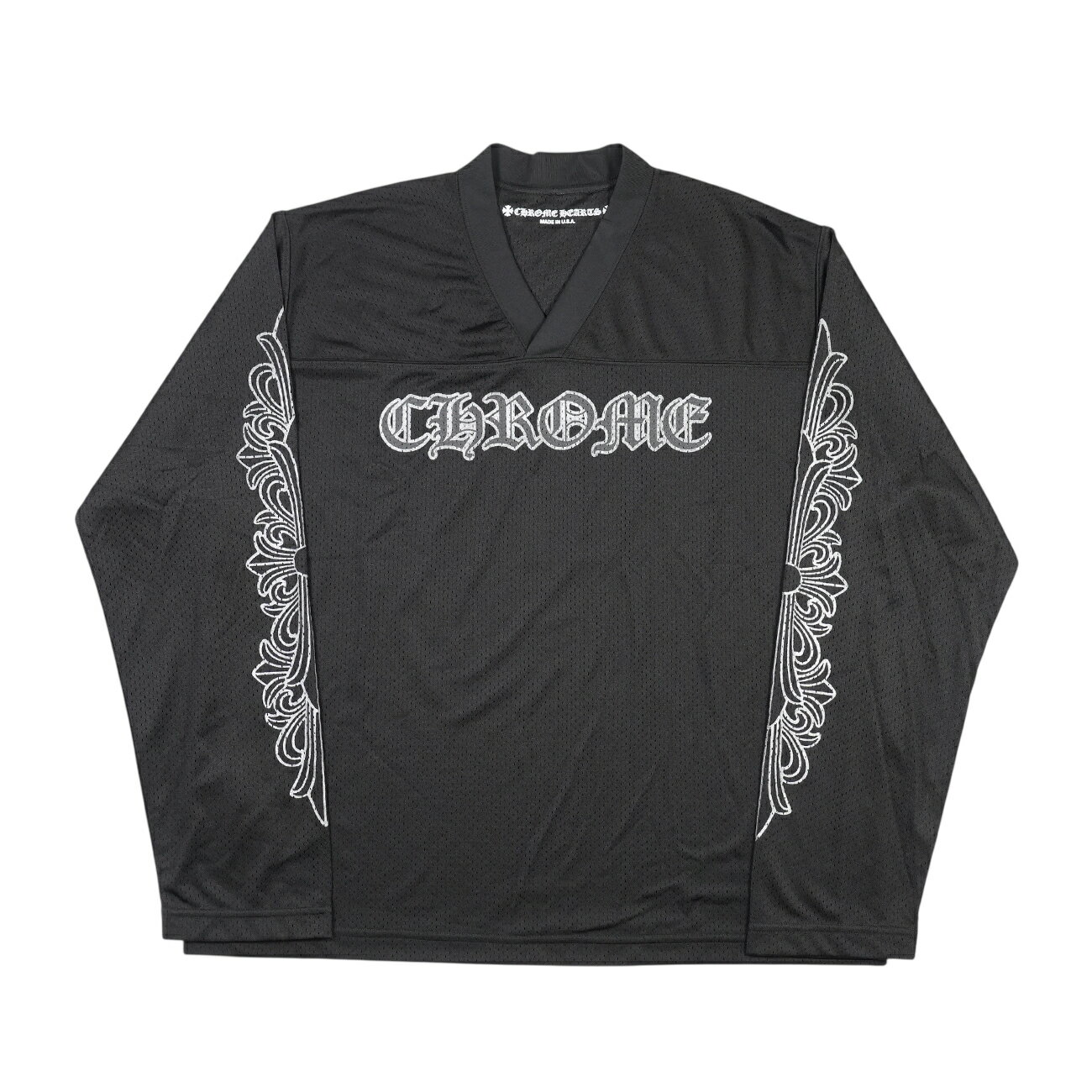 クロムハーツ CHROME HEARTS MESH WARM UP JERSEY CHプリント 【カットソー】【ブラック】 SIZE:M アクセサリー シルバー...