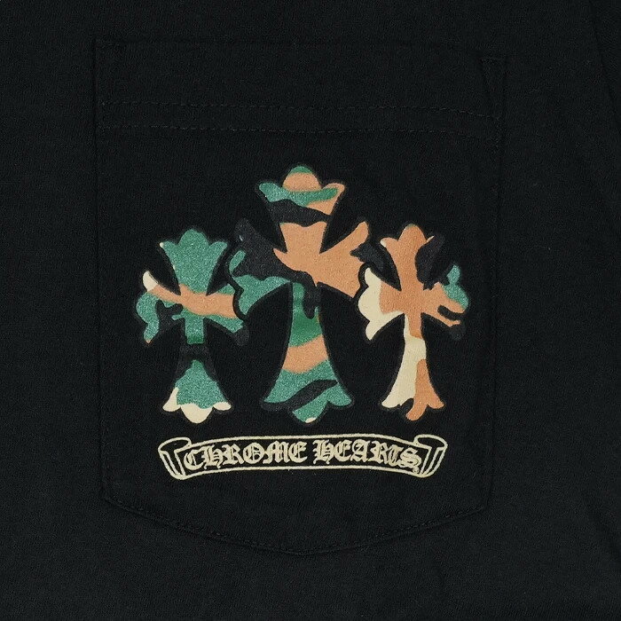 クロムハーツ(chrome hearts) 中古 バックカモフラホースシュープリント Tシャツ Sサイズ ブラック