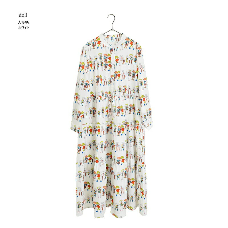 うさぎプリント 半袖ミディ丈ワンピース うさぎプリント 半袖ミディ丈ワンピース