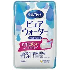 ユニ・チャーム　シルコット　ウェットティッシュ ピュアウォーター 本体 60枚入り　ノンアルコール・無香料