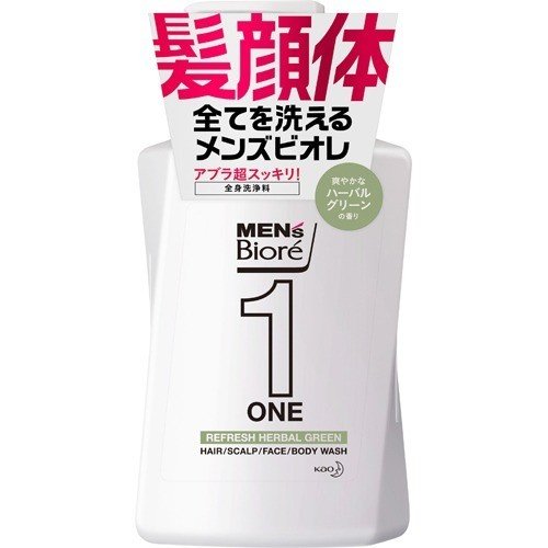 Rakuten - 【3個セット】花王　メンズビオレ　ONE オールインワン全身洗浄料 ハーバルグリーンの香り 本体　480ml