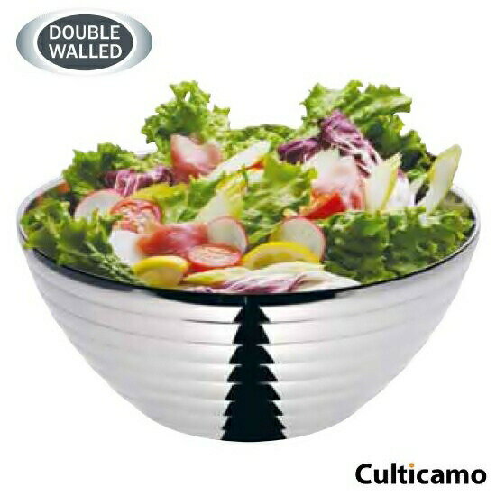 18-8　サラダボール　ライン　ダブルウォール　二重中空構造　17cm　PSL-L5[関連：三宝産業 YUKIWA 食..