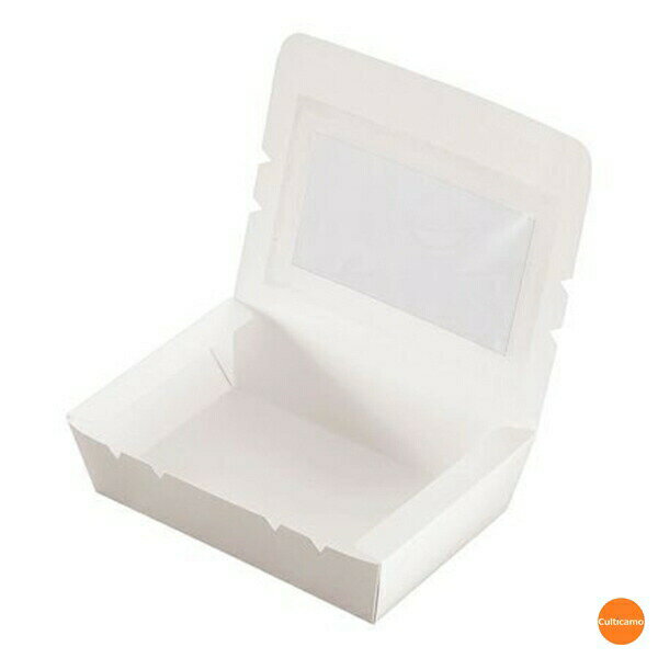 窓付き　ランチボックス　白　50枚入　M　194454　XLV-07[関連:水野産業 業務用 消耗品 包装資材 使い..