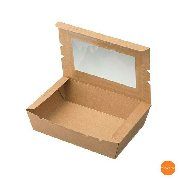 窓付き　ランチボックス　クラフト　50枚入　M　03118　XLV-09[関連:水野産業 業務用 消耗品 包装資材 ..