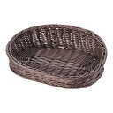 樹脂アメニティバスケット 小判 こげ茶 大 ZAM-04[関連:萬洋 WashLine 業務用 洗えるバスケット 樹脂製 食器洗浄機対応 籐かご 盛りかご パン...
