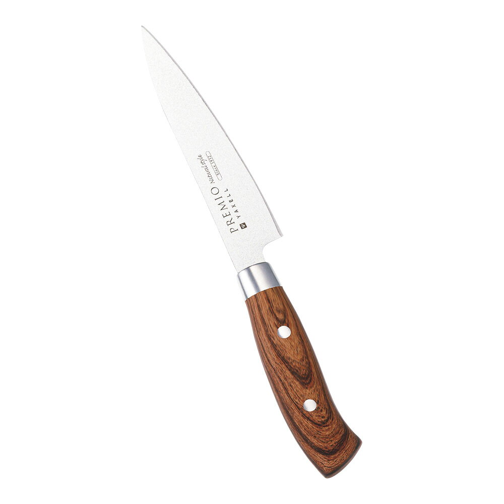 【プレミオ　ナチュラルスタイル　ペティナイフ　シルバー　31551】 ●サイズ：刃渡り12.4cm（全長238mm）/背厚1.9mm ●重量：53g ●材質（刃）：モリブデンバナジウム鋼（シリコンコーティング） ●材質（ハンドル）：ABS樹脂（木目転写） ■鋭い切れ味で、汚れも付きにくく、洗いやすい！ ■扱いやすく、毎日使いに適している包丁。 ■木目調のデザインがキッチンに調和します。