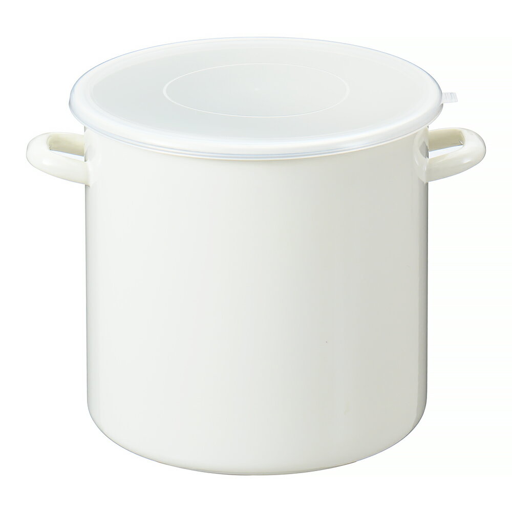 ホーロー ストックポット 丸型 HSP-M24 24cm AST-Q4[関連：高木金属工業 料理道具 食品保存容器 キッチンポット 漬物 梅干し 味噌]