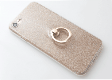 ★メール便送料無料★【iPhoneX iPhone8 iPhone8Plus スマホリング ケース ラメ グリッター リング リング付 リング付き 透明 iPhone7 Plus キラキラ カバー TPU リング リングホルダー かわいい ゴージャス iPhoneケース】キラキラ ラメ入りリング付ケース ss{2}