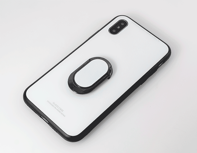 ★メール便送料無料★【iPhone リング付きケース リングケース iPhoneXS Max iPhoneXSmax iPhoneXR iPhoneX iPhone8 iPhone8plus ケース スマホリング 落下防止 透明 背面ガラス ガラスケース】楕円リング付きケース《選べる3タイプ》 {2}