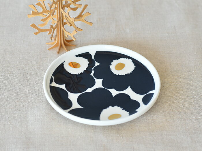 ▼40％OFF▼marimekko マリメッコ プレート UNIKKO ウニッコ ネイビー×ゴールド 13.5cm 2023AW