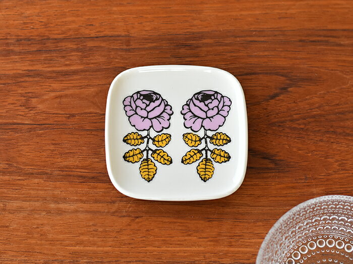 marimekko マリメッコ プレート VIHKIRUUSU ヴィキルース ピンク×オリーブ 10×10cm 2023AWのサムネイル
