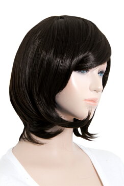 フルウィッグ ショートボブ 黒 【ナチュラルブラック】【ウィッグネット付】ウイッグ 黒髪 耐熱 ハロウィン 夏コミ 冬コミ セール 文化祭 宴会 忘年会 男装 激安 格安(bo-bk)