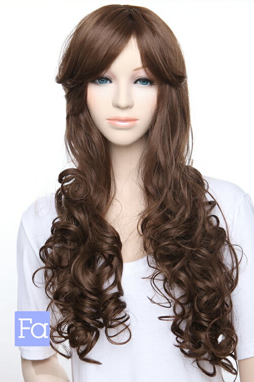 ウィッグ ロングカール 【ビターブラウン】【ウィッグネット付】コスプレウィッグ 耐熱 コス パーティー コスチューム 変装 仮装 アニメ 学園祭 新年会 結婚式(005 cu-8)