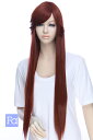 ロング ストレート 77cm【レッドブラウン】【ウィッグネット付】コスプレウィッグ 耐熱 ハロウィン 夏コミ 文化祭 宴会 忘年会 激安 格安 イベント パーティーグッズ(012 lo-35)
