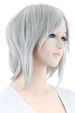 サイドロング 【ジョーカーシルバー】【ウィッグネット付】 コスプレ ウィッグ 銀髪 耐熱180℃ コス パーティー コスチューム 変装 仮装 アニメ 学園祭 新年会 結婚式 (mlo-b0008)