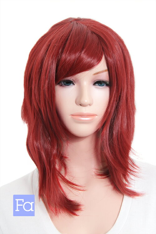 ウィッグ サイドロング 【レンガレッド】【ウィッグネット付】 赤 レッド 赤髪 コスプレウィッグ サイド ロング かつら カラー ウイッグ 耐熱 (mlo-t1449)