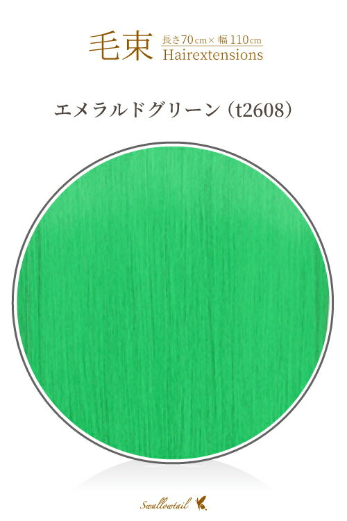 毛束 70x100cm【エメラルドグリーン】 緑 グリーン 緑色 耐熱 毛束ウイッグ(035 ex-t2608)