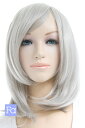 ミディアム 【ジョーカーシルバー】【ウィッグネット付】コスプレ ウィッグ セミロングウィッグ 耐熱(mi-b0008)