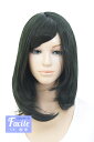 ミディアム 【フォレストブラック】【ウィッグネット付】コスプレウィッグ セミロングウィッグ 安い 耐熱(mi-bg0019)