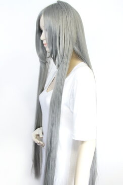 ウィッグ コスプレ スーパーロング110cm【ダークグレー】【ウィッグネット付】 コスプレウィッグ 耐熱180℃ コス パーティー コスチューム 変装 仮装 アニメ 学園祭 新年会 結婚式(043 slo-171)