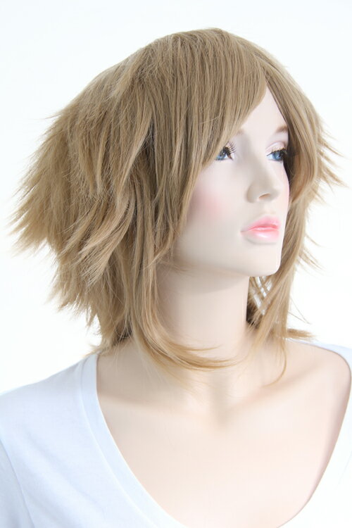 【加工向】【ロイヤルミルクティー】ワイルドレイヤー【ウィッグネット付】 ワイルド かつら 耐熱180℃ 毛量 多め ツンツンヘアー 【-シャルマン-】（wild-nrff88ch）
