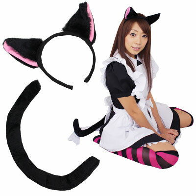 ねこみみ＆ねこしっぽセット 横耳 コスプレ 可愛い カチューシャ 帽子 ヘッドアクセサリー アニメ アイドル ハロウィ…