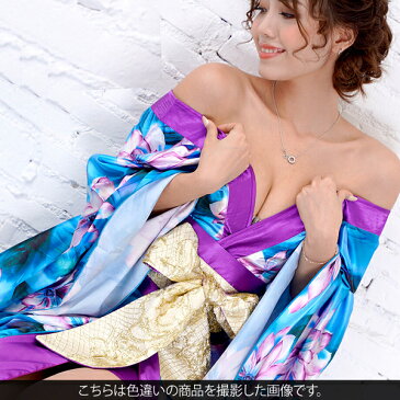 サテン花柄ロング着物金帯ドレス 衣装 花魁 キャバドレス (チェリーピンク) Love Rich コスプレ セクシー 花魁 着物 浴衣 キャバ ギャル ナイトドレス ハロウィン イベント コスチューム 可愛い 衣装