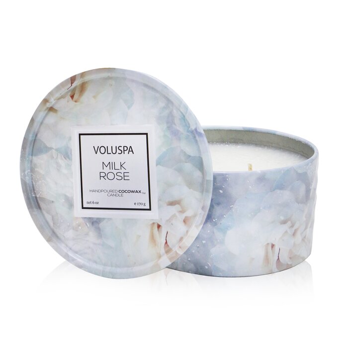 {Xp 2 Wick Tin Candle - Milk Rose 170g  yyVCOʔ́z Voluspa 2 Wick Tin Candle - Milk Rose 170g  yyVCOʔ́z