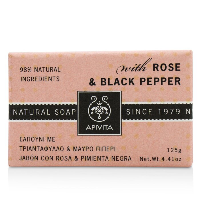 アピヴィータ ナチュラル ソープ With ローズ &amp; ブラック ペッパー 125g Apivita Natural Soap Wit..